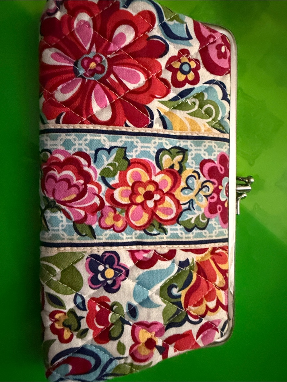 Vera Bradley Floral Quilted Wallet - Pink, Red, Blue, Green, Yellow